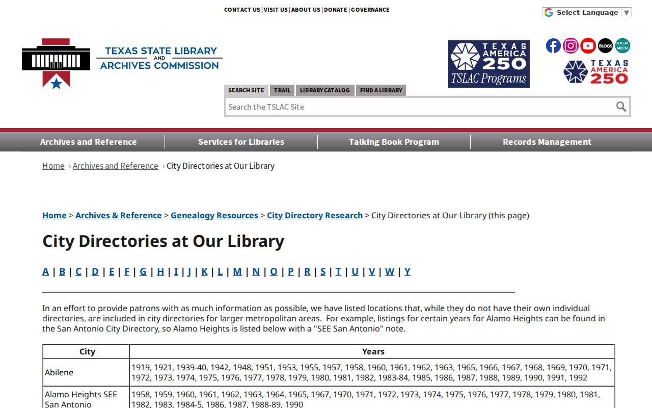 Copperas Cove city directory research route at TSLAC holdings