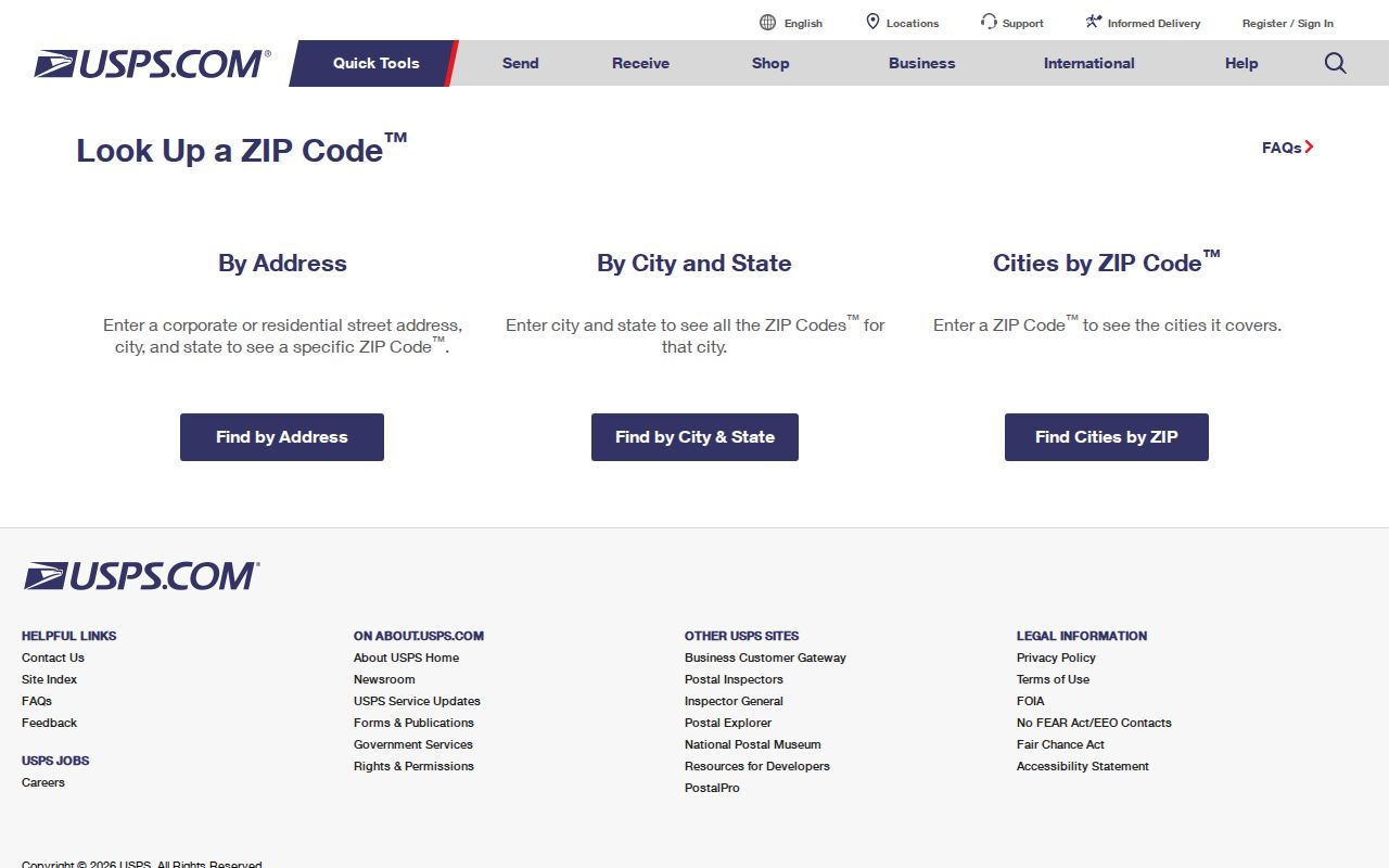 Copperas Cove ZIP code directory USPS lookup screen